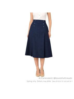 Gaytown Toronto S 4–6 Navy A-Line Midi Skirt Vintage 11/12